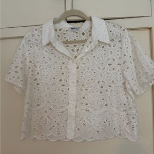 White Eyelet Lace Blouse